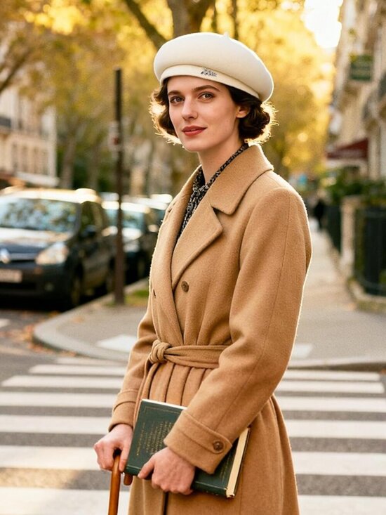 Women\'s French Wool Hats Fashion Solid Color Ladies Beret Caps Beige main image 5